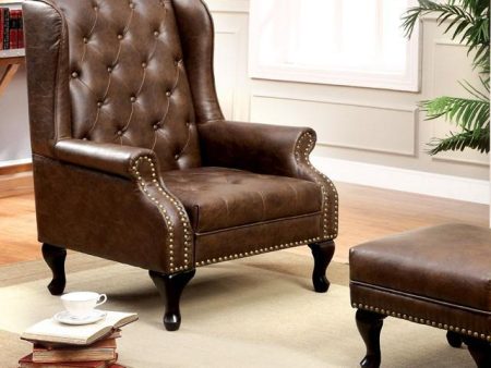 VAUGH Rustic Brown Accent Chair Cheap