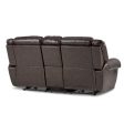 Center Hill Double Glider Reclining Loveseat w  Center Console in Dark Brown 9668BRW-2 For Cheap