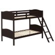 Arlo Twin Over Twin Bunk Bed with Ladder Espresso Online