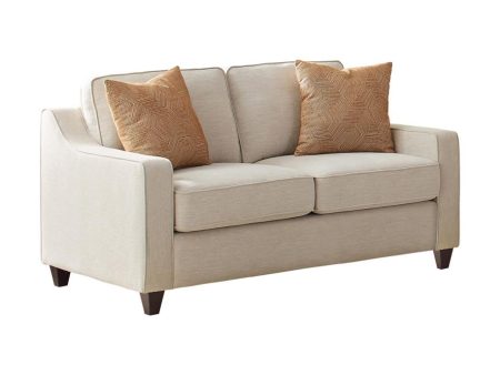 Christine Upholstered Cushion Back Loveseat Beige Online Sale