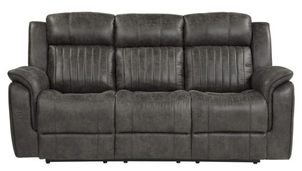 Centeroak Double Reclining Sofa in Gray 9479BRG-3 Discount