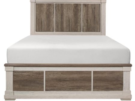 Arcadia Queen Panel Bed in White & Weathered Gray 1677-1* For Sale