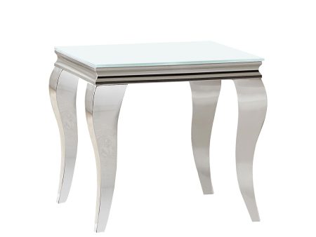 Luna Square End Table White and Chrome Discount