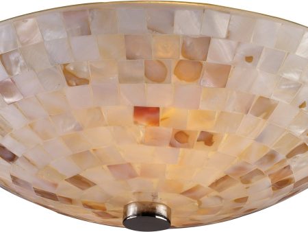 12 W Capri 2-Light Flush Mount Satin Nickel with Beige Glass Fashion