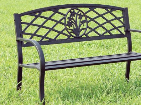 MINOT Black Patio Steel Bench Sale