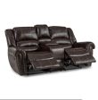 Center Hill Double Glider Reclining Loveseat w  Center Console in Dark Brown 9668BRW-2 For Cheap