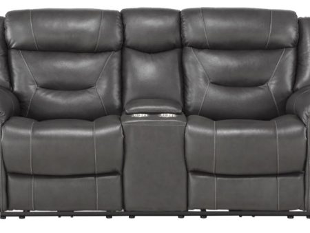 Danio Power Double Reclining Loveseat with Power Headrests in Dark Gray 9528DGY-2PWH Hot on Sale