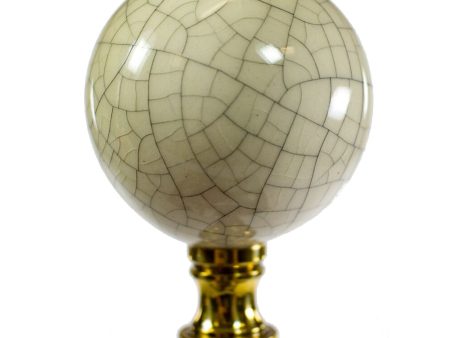 Crackle Ceramic Ball Lamp Finial 2.25 h For Sale