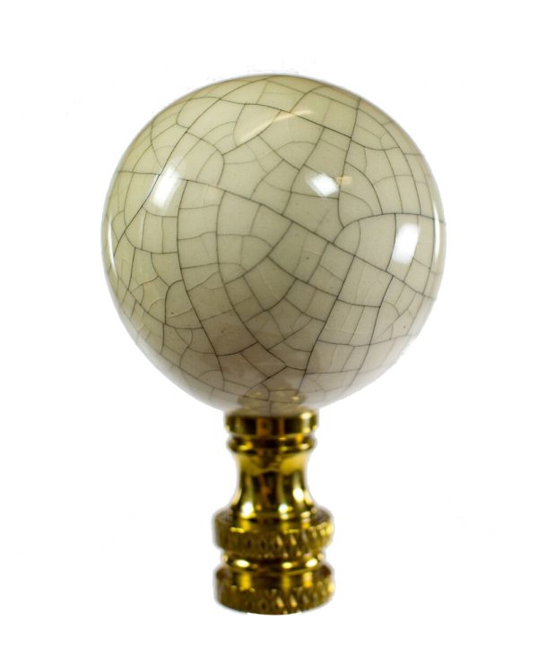 Crackle Ceramic Ball Lamp Finial 2.25 h For Sale