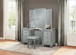 Allura Vanity Dresser with Mirror in Silver 1916-15* For Cheap