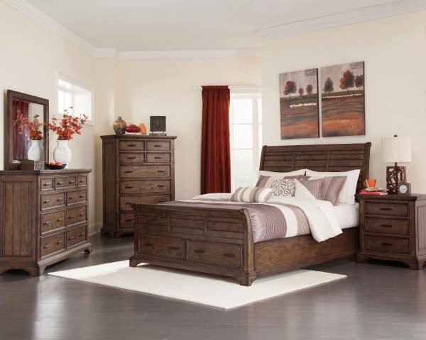 Elk Grove 5-piece California King Storage Bedroom Set Vintage Bourbon Discount