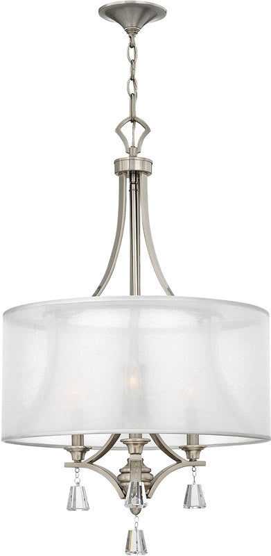 19 W Mime 3-Light Chandelier Brushed Nickel For Sale