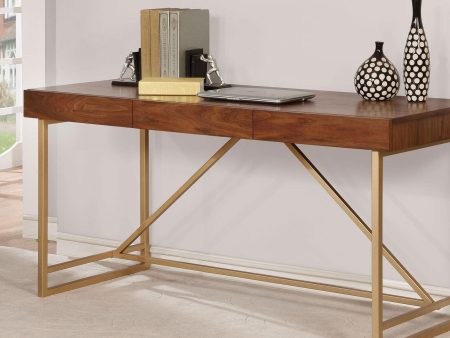 Halstein Light Walnut Gold Desk Fashion