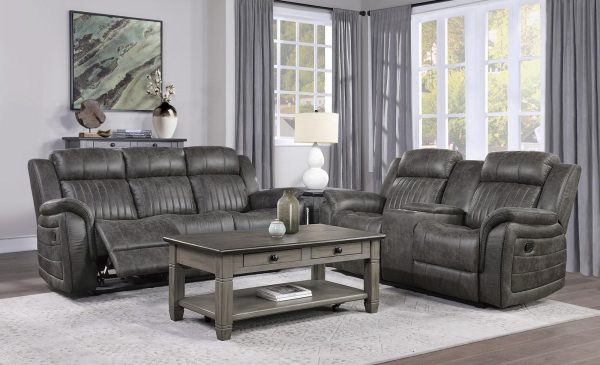 Centeroak Double Reclining Loveseat in Gray 9479BRG-2 For Cheap