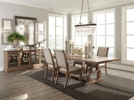 Brockway 5-Piece Rectangular Trestle Dining Set Barley Brown Fashion