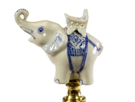 Blue and White Elephant Lamp Finial Porcelain 2.5 h For Sale