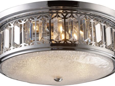 16 W 3-Light Flush Mount Polished Chrome with Transparent Glass Supply