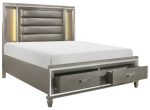 Tamsin King Upholstered Storage Bed in Silver Grey Metallic 1616K-1EK* For Sale