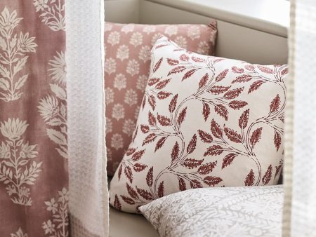 Botanical Foliage Pillow Cover in Rosewood | Organic Modern Decor | Block Print Inspired | Available in Lumbar, Bolster, Throw, and Euro Sham Sizes Discount