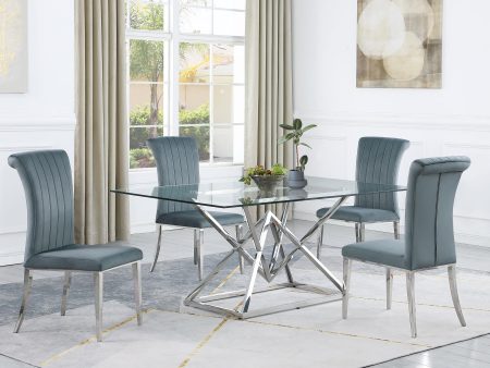 Beaufort 5-piece Dining Set Dark Grey and Chrome For Sale