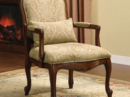 Waterville Beige Dark Cherry Accent Chair For Cheap