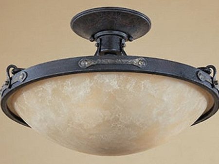 16 W Austin 2-Light Semi Flush Mount Weathered Saddle Hot on Sale