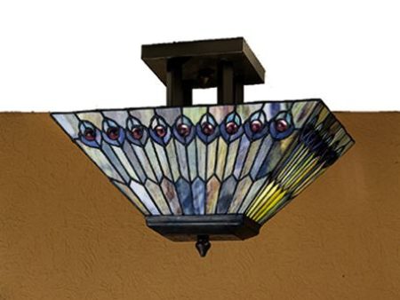 10 W Jeweled Peacock Semi-Flush Mount Online Sale