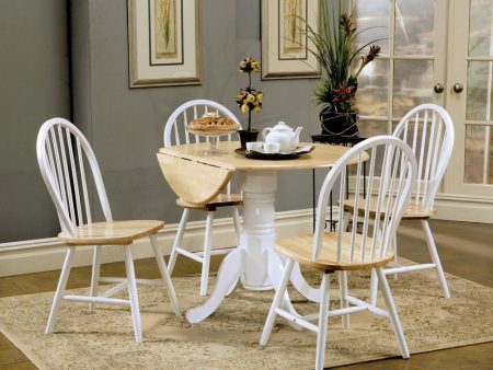 Allison 5-piece Drop Leaf Dining Set Natural Brown and White For Discount