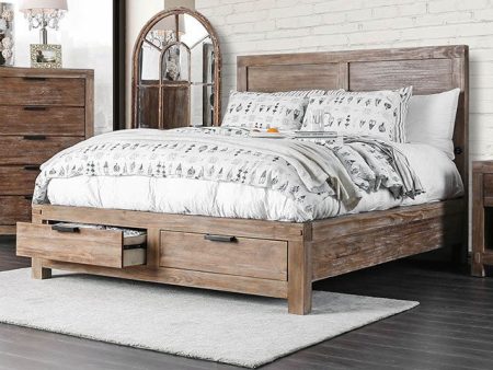 Wynton Weathered Light Oak Queen Bed For Sale