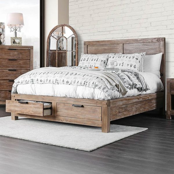 Wynton Weathered Light Oak Queen Bed For Sale