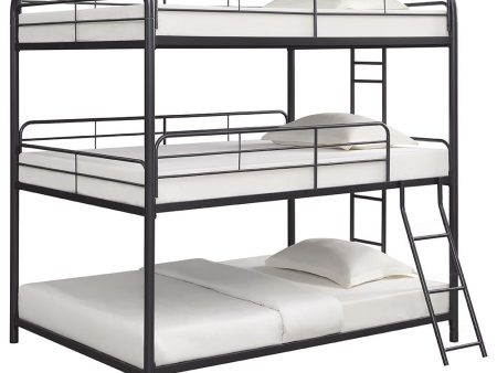 Garner Triple Full Bunk Bed with Ladder Gunmetal Fashion