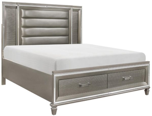 Tamsin King Upholstered Storage Bed in Silver Grey Metallic 1616K-1EK* For Sale