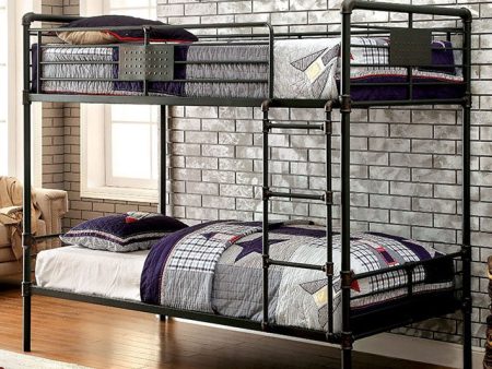 OLGA Antique Black Metal Twin Twin Bunk Bed Online Sale