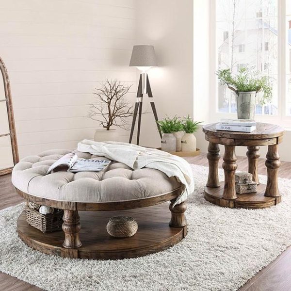 Mika Antique Oak Coffee Table w  Cushion Top on Sale