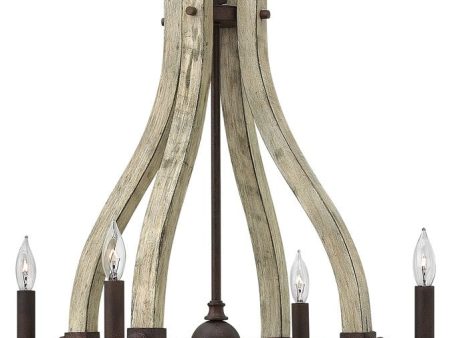 22 W Middlefield 4-Light Chandelier Iron Rust For Discount