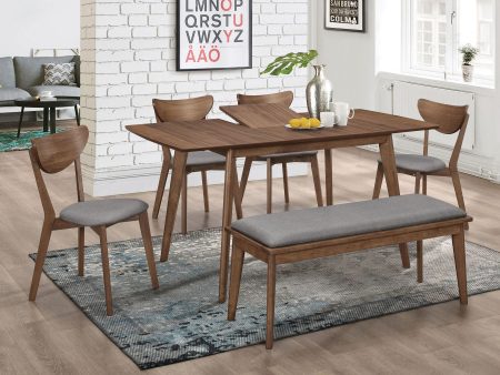 Alfredo 6-Piece Dining Room Set Natural Walnut and Grey For Sale