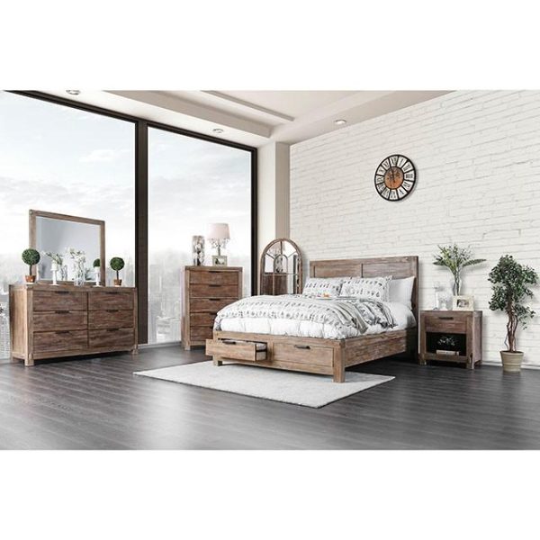 Wynton Weathered Light Oak Queen Bed For Sale