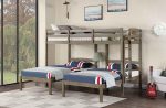 HORTENSE Triple Twin Bunk Bed, W. Gray Online Hot Sale