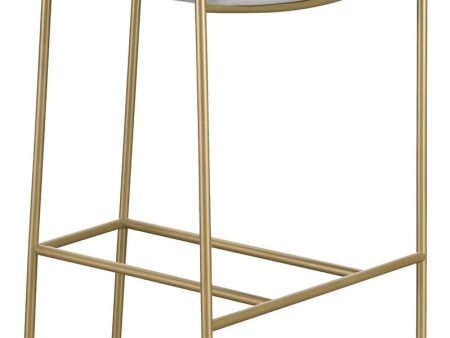 Comstock Upholstered Low Back Stool Grey and Gold For Discount