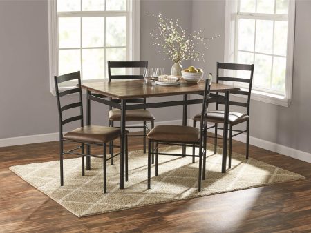 Mainstays 5-Piece Wood & Metal Dining Set, Canyon Walnut and Black Online Hot Sale