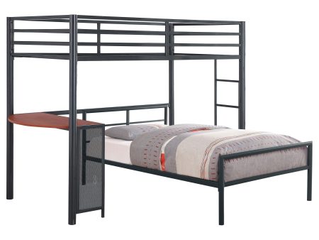 Fisher 2-piece Metal Workstation Loft Bed Set Gunmetal Fashion