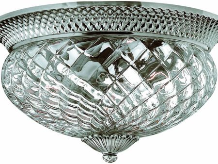 16 W Plantation 3-Light Flush Mount Fixture Polished Antique Nickel Discount