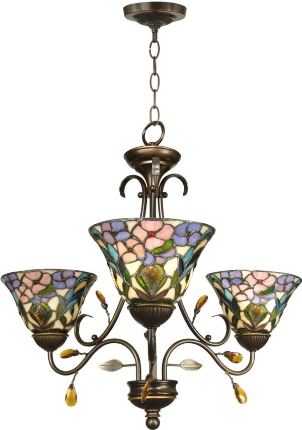 24 W 3-Light Tiffany Hanging Fixture Antique Golden Sand Fashion