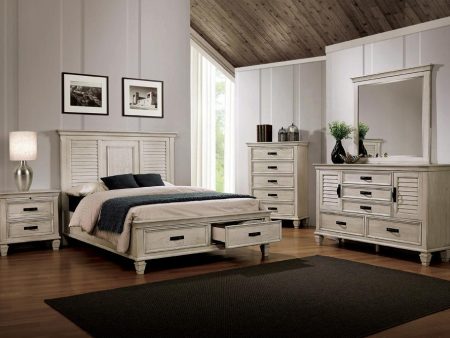 Franco 5-piece Eastern King Storage Bedroom Set Antique White Cheap