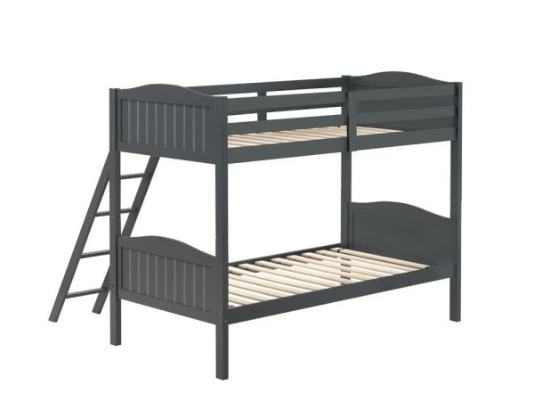 Arlo Twin Over Twin Bunk Bed with Ladder Grey Cheap