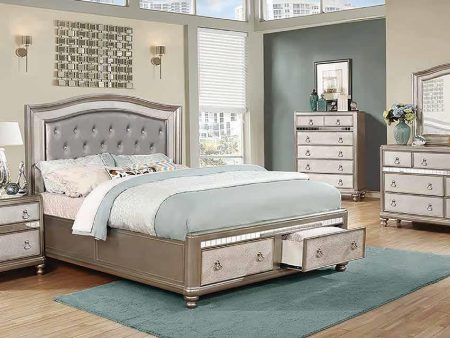 Bling Game 5-Piece Storage Bedroom Set Metallic Platinum Queen For Cheap