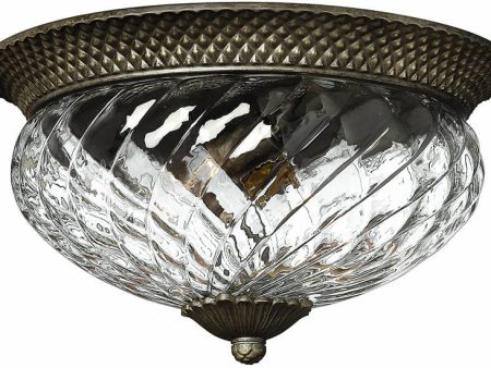 16 W Plantation 3-Light Flush Mount Fixture Pearl Bronze Cheap