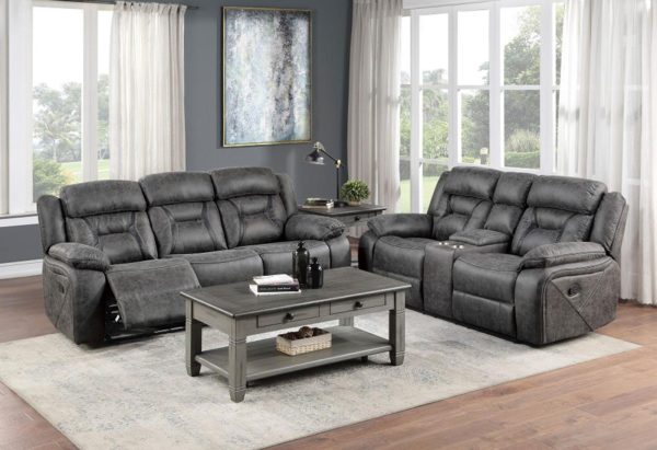 Madrona Hill Double Reclining Loveseat in Gray 9989GY-2 Online now