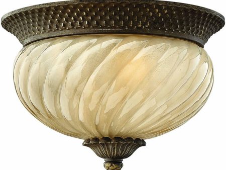 12 W Plantation 2-Light Outdoor Flush Mount Fixture Pearl Bronze Supply