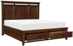 Frazier Queen Upholstered Storage Platform Bed in Dark Cherry 1649-1* Discount